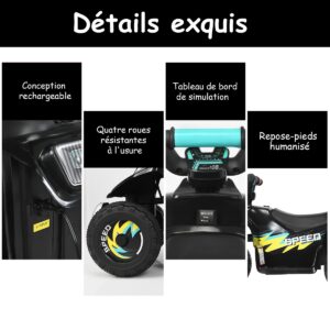 Quadriciclo elétrico infantil a bateria, 4,6 km/h