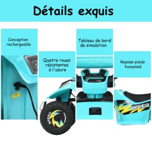 Quadriciclo elétrico infantil a bateria, 4,6 km/h