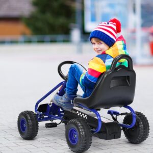 Carrinho elétrico infantil de 4 rodas com pedal e assento ajustável - Azul