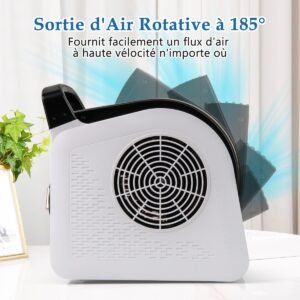 Ventilador portátil de alta velocidade com 3 velocidades, cabeça giratória de 185°, 130W, 552m³/h, 2 tomadas CA.