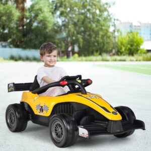 Carrinho Elétrico Infantil 12V para Crianças com Controle Remoto - Amarelo