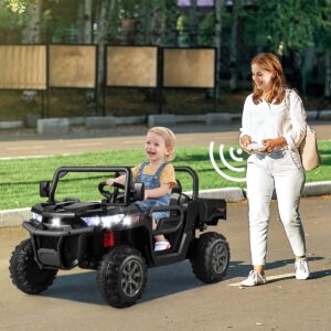 Carrinho Elétrico Infantil de 2 Lugares, 12V, 2 Motores, Controle Remoto 2.4G, Velocidade de 3 a 8 KM/H, Capacidade de Carga de 50KG, para Crianças de 3 a 8 Anos, Cor Preta
