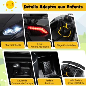 Carrinho elétrico infantil Lamborghini 12V com controle remoto, preto