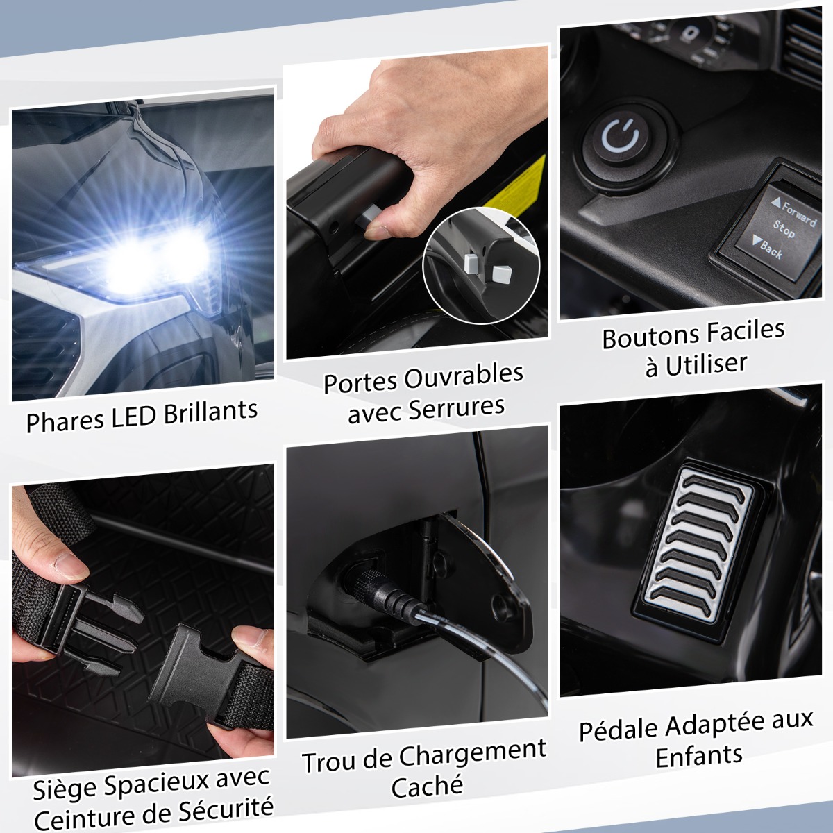 Carrinho Elétrico Infantil 12V Audi SQ8 Licenciado com Controle Remoto, Buzina, Luzes de LED, Música, 3 Velocidades para Crianças a partir de 3 Anos - Preto - Image 3