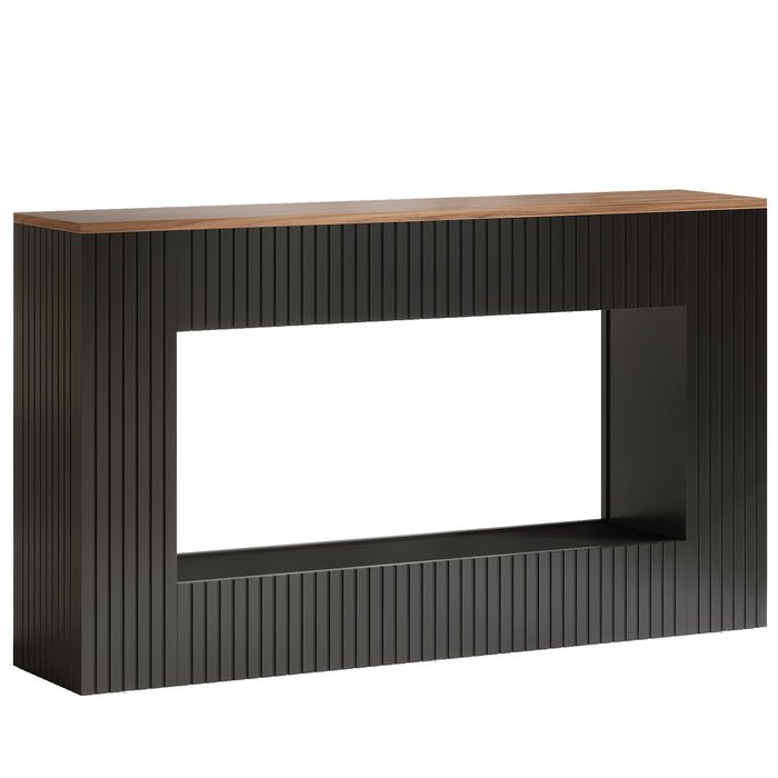 Tribesigns mesa de console com espaço de armazenamento, cor nogueira e preto