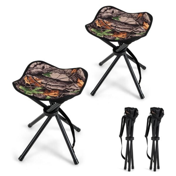Conjunto de 2 Banquetas Dobráveis ​​para Caça com Alça de Ombro para Camping e Caça