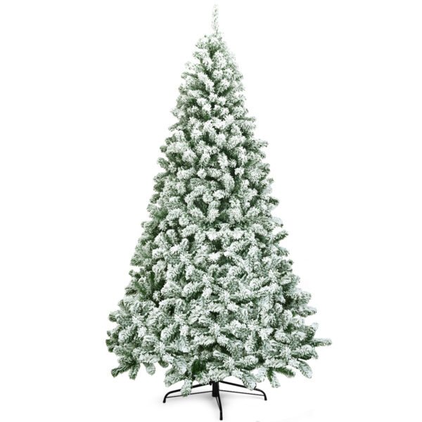 Árvore de Natal artificial de 2,3 metros com cobertura de neve, articulada, com ponta de 1346 mm e base dobrável.