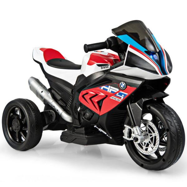 Motocicleta elétrica 6V com música e faróis, 3 rodas, 82,5 x 42 x 54 cm, vermelha.