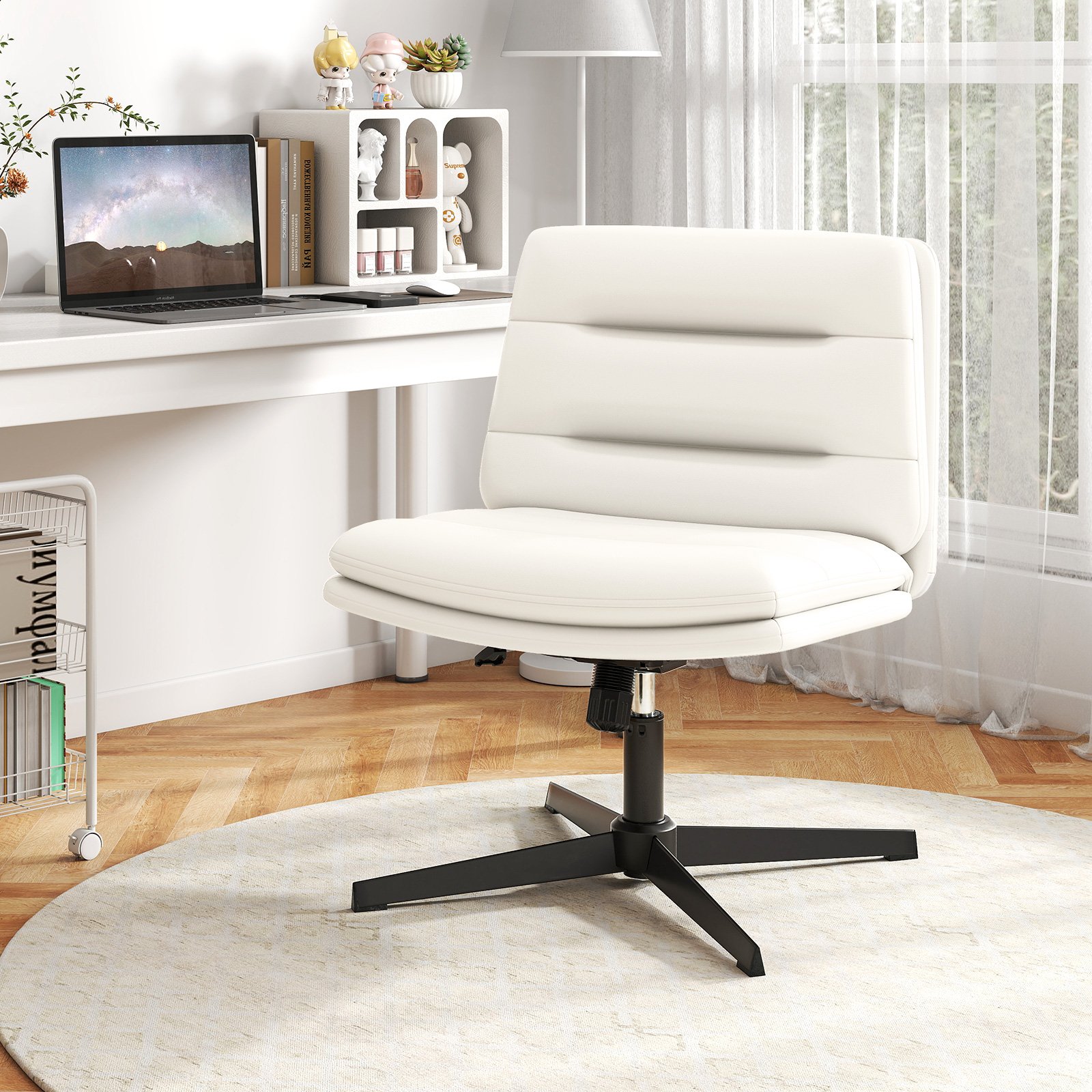 Bancos de bar estofados em veludo Teddy de 24 polegadas com altura de balcão, encostos e apoios para os pés - conjunto de 2 - Image 2