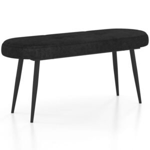 Banco otomano de 113 cm com almofada acolchoada de esponja para hall de entrada e sala de estar - cinza