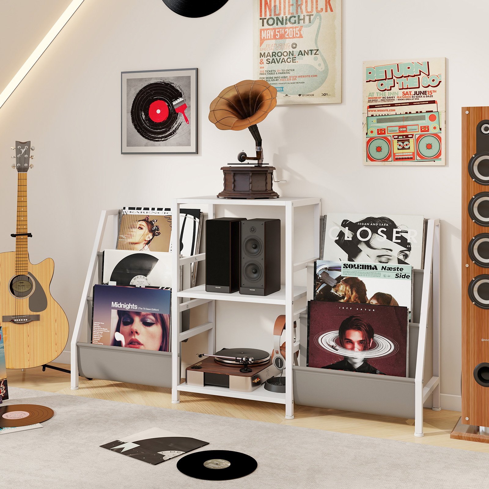 Carrinho de 3 andares com 3 copos suspensos e 6 ganchos - Branco - Image 2