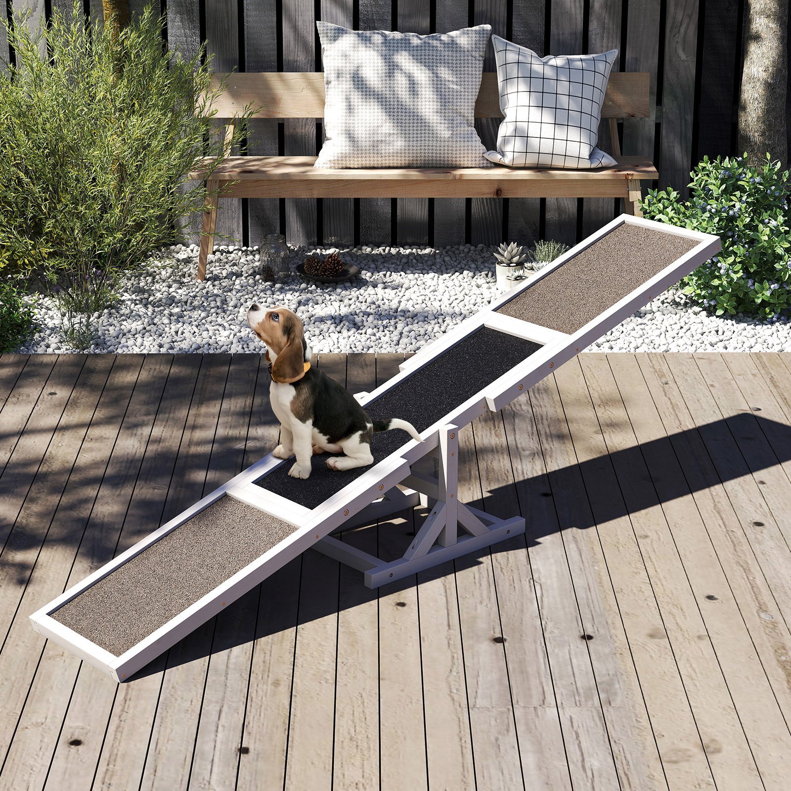 Conjunto de brinquedos de gangorra de agilidade para cães de madeira e exercícios para cães, brinquedo de corrida, equipamento de treinamento de equilíbrio amarelo - Image 3