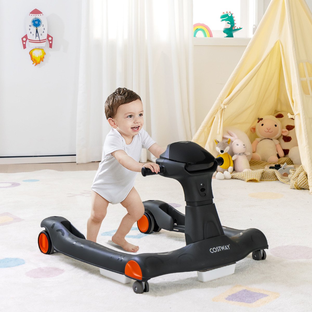 Andador dobrável 2 em 1 com ajuste de altura 50,5/52,5/54,5 cm - Image 4