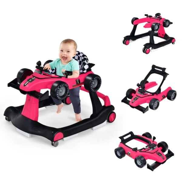 Andador 4 em 1 para bebês com altura e velocidade ajustáveis.