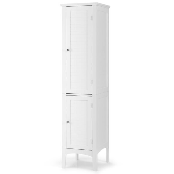 Armário de banheiro independente com 2 portas, 160 cm de altura e 5 prateleiras - Branco