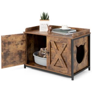 Caixa de areia para gatos com portas duplas