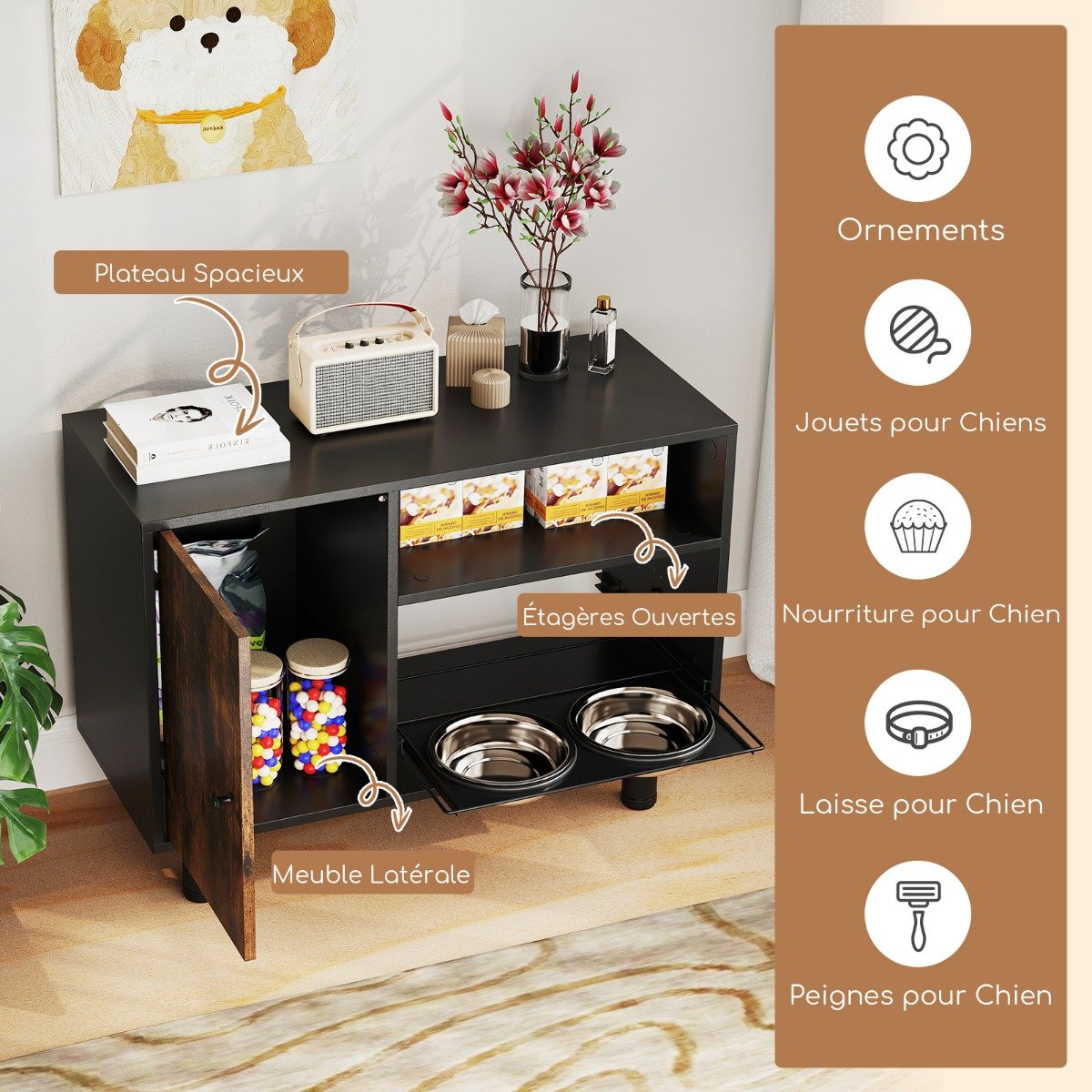 Gaiola de metal dobrável para cães de 96 cm/120 cm, resistente, com rodízios rolantes com trava - P