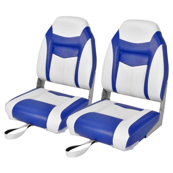 Conjunto de 2 Assentos Dobráveis ​​de Barco com Encosto Alto e Almofada de Espuma - Azul