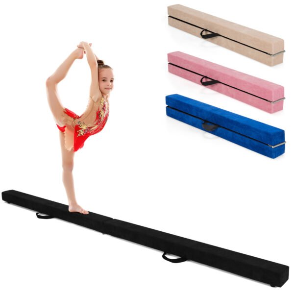 Barra de equilíbrio de 2,1 m para treinamento de ginástica, dobrável, resistente, preta.