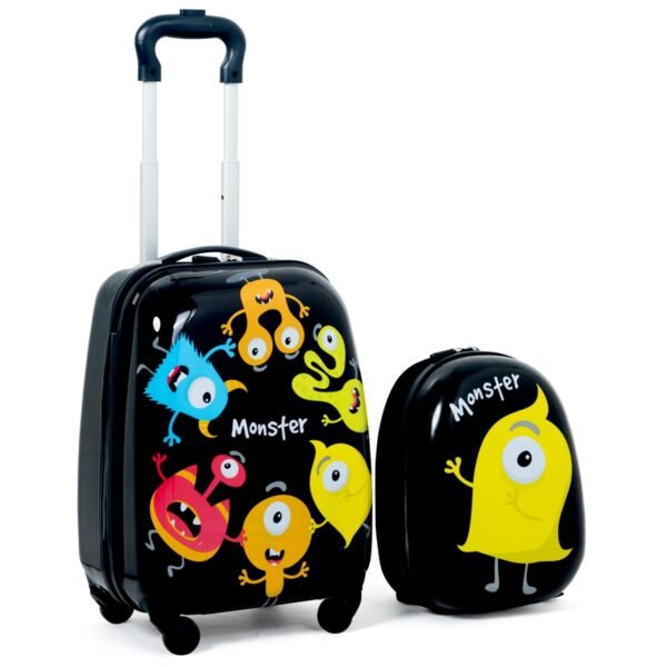 Conjunto de bagagem infantil com 2 peças: mochila de 30 cm e mala de rodinhas de 40 cm.