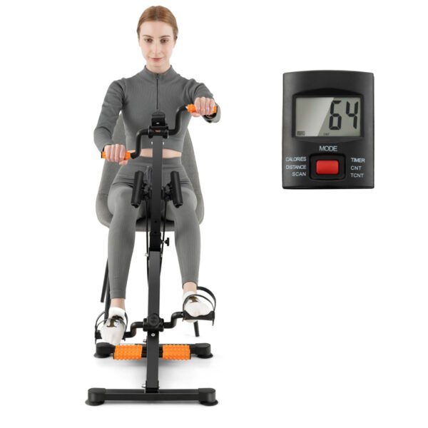 Bicicleta ergométrica com pedais LCD ajustáveis ​​e função de massagem - Amarela