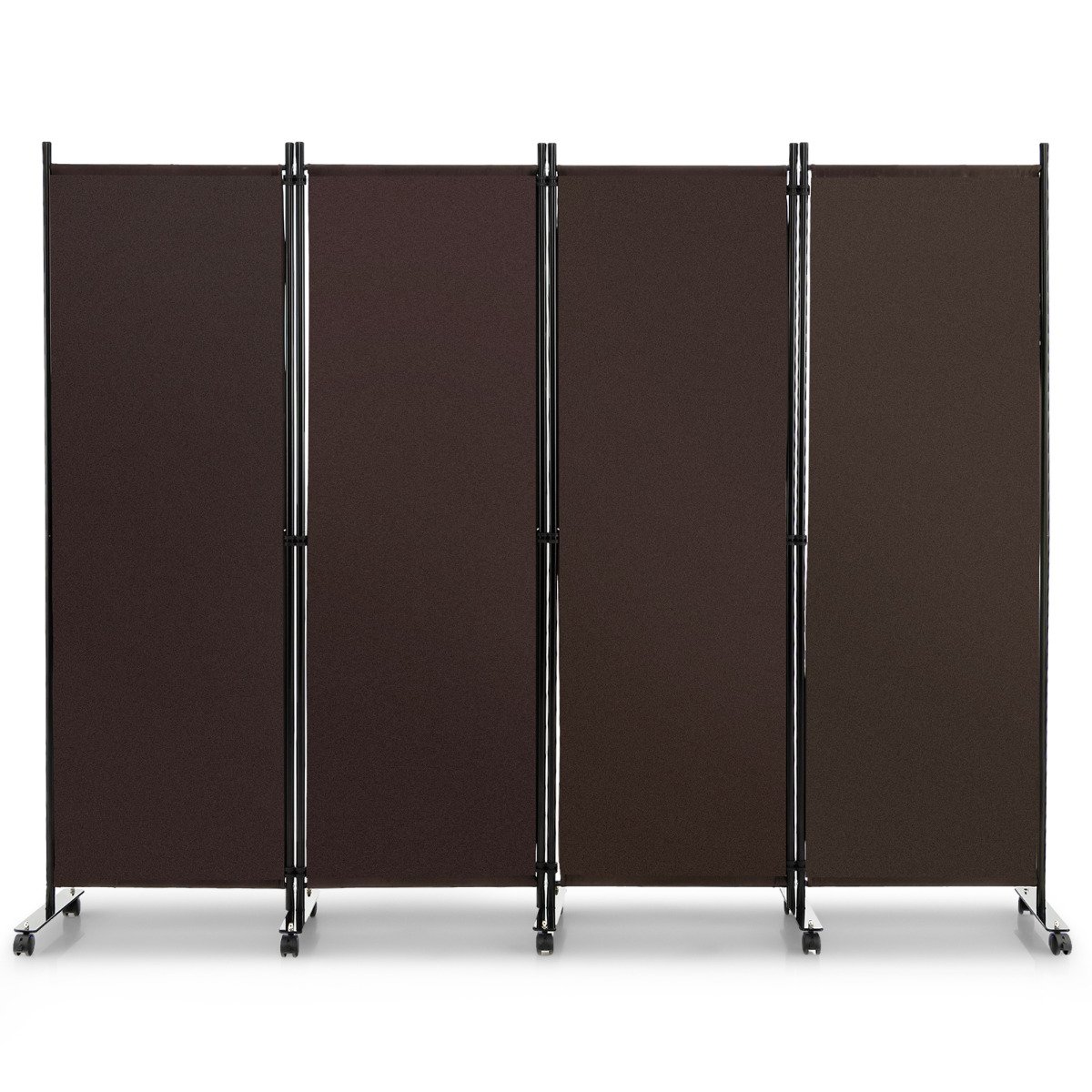 Divisória de Ambientes Dobrável de 4 Painéis, 1,83 m de Altura, com Rodas Traváveis para Privacidade - Marrom