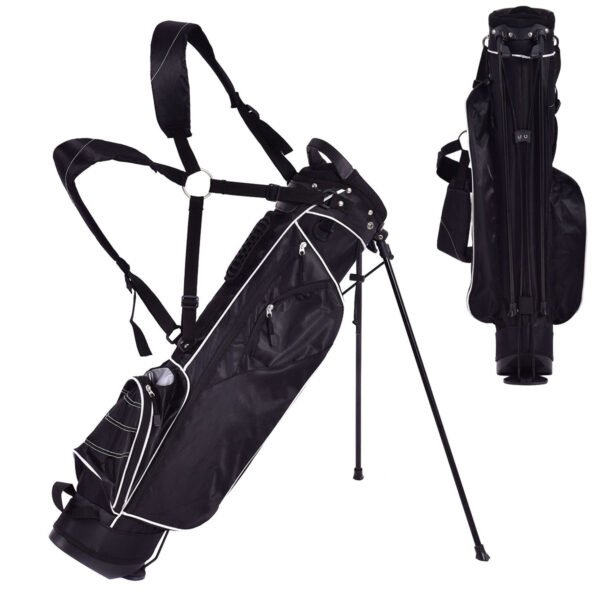 Bolsa de golfe ultraleve com divisórias superiores de 4 vias para o campo de golfe e viagens - Preta