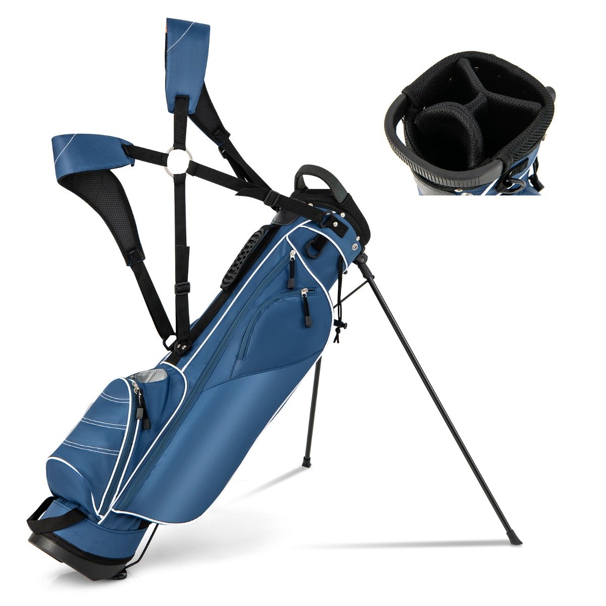 Bolsa de golfe ultraleve com divisórias superiores de 4 vias para o campo de golfe e viagens - Azul-marinho