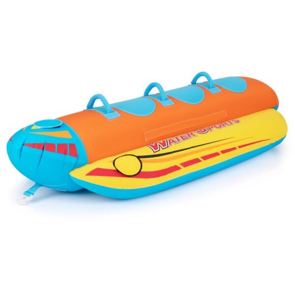 Banana boat inflável para 3 pessoas com 3 assentos acolchoados em EVA e alças.