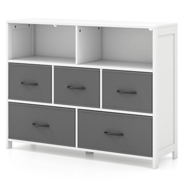 Cômoda de tecido com 5 gavetas para quarto - Branca