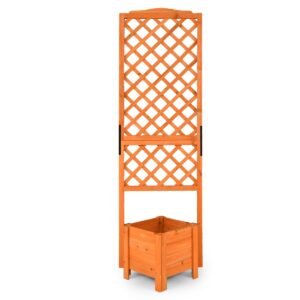 Canteiro elevado de 180 cm com treliça e floreira - Laranja