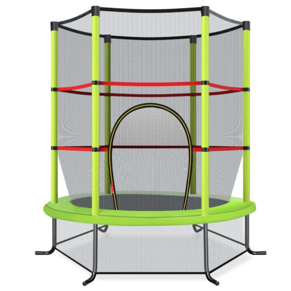 Cama elástica de jardim de Ø140cm com rede de segurança, capacidade de carga de até 135kg, para crianças a partir de 3 anos, verde.