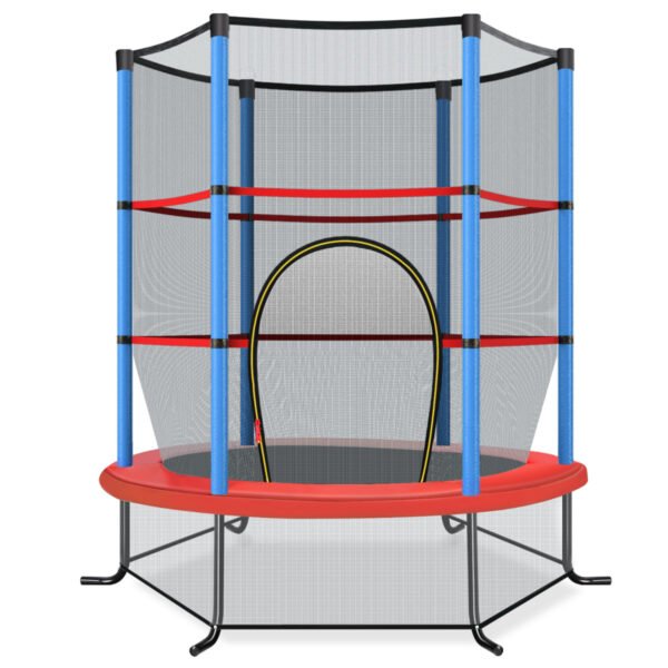 Cama elástica de jardim de Ø140cm com rede de segurança, capacidade de carga de até 135kg, para crianças a partir de 3 anos, azul marinho.