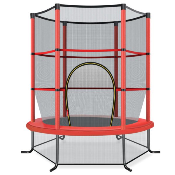 Cama elástica de jardim de Ø140cm com rede de segurança, capacidade de carga de até 135kg, para crianças a partir de 3 anos, vermelha.
