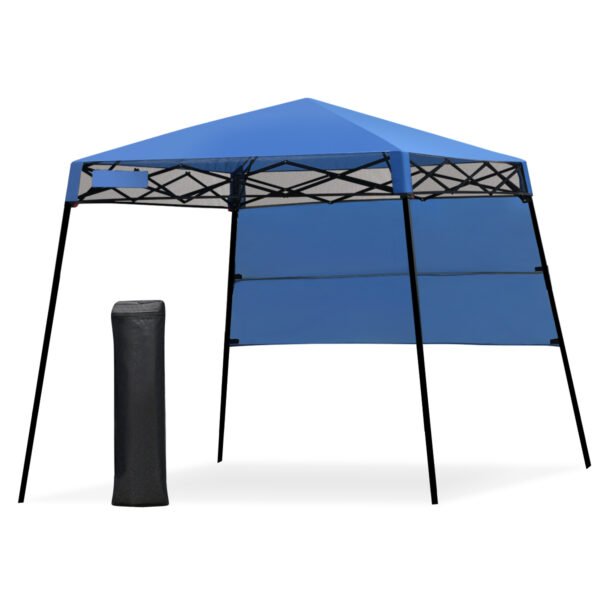 Tenda dobrável com pernas inclinadas de 2,1 m x 2,1 m e mochila para camping - Azul