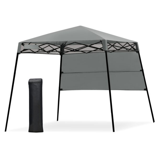 Tenda dobrável com pernas inclinadas de 2,1 m x 2,1 m e mochila para camping - Cinza