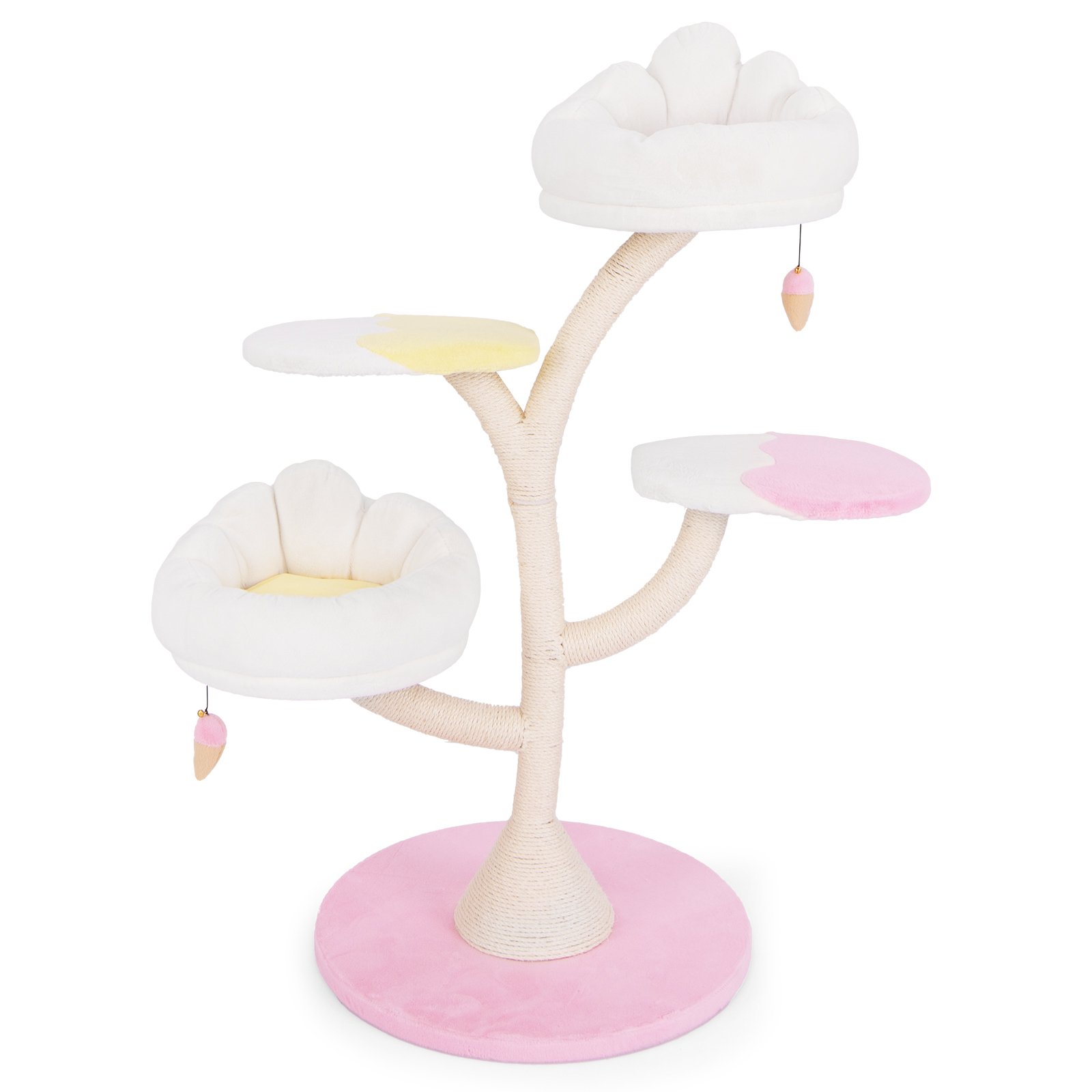 Árvore para gatos moderna de 2 andares para gatos internos com bola arranhadora de sisal giratória - verde