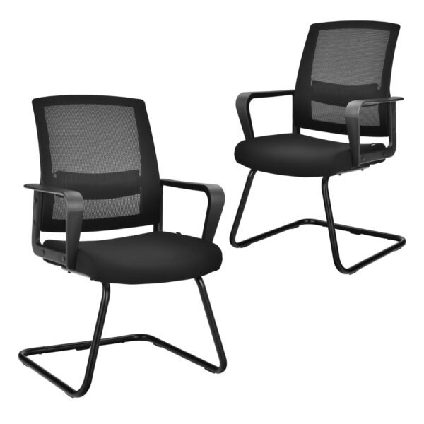Conjunto de 2 cadeiras de conferência com apoio lombar - Preto