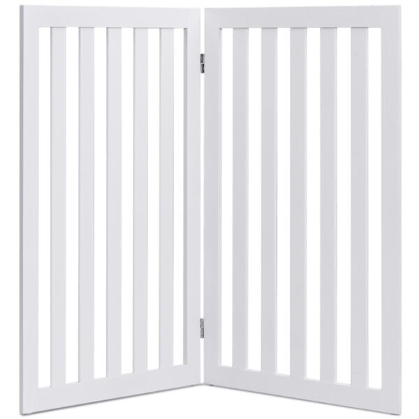 Portão de segurança dobrável de madeira com 4 painéis e 89 cm de altura da Barrier Dogs (extensão branca)