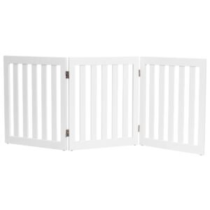 Portão de segurança Barrier Dogs 60 cm de altura, madeira dobrável, 2 painéis, branco