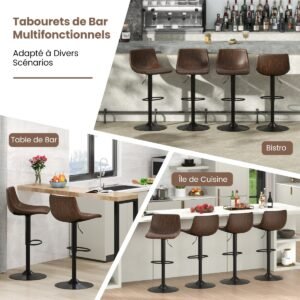 Conjunto de 4 cadeiras de jantar de metal com encosto removível e assento acolchoado de couro sintético - Preto