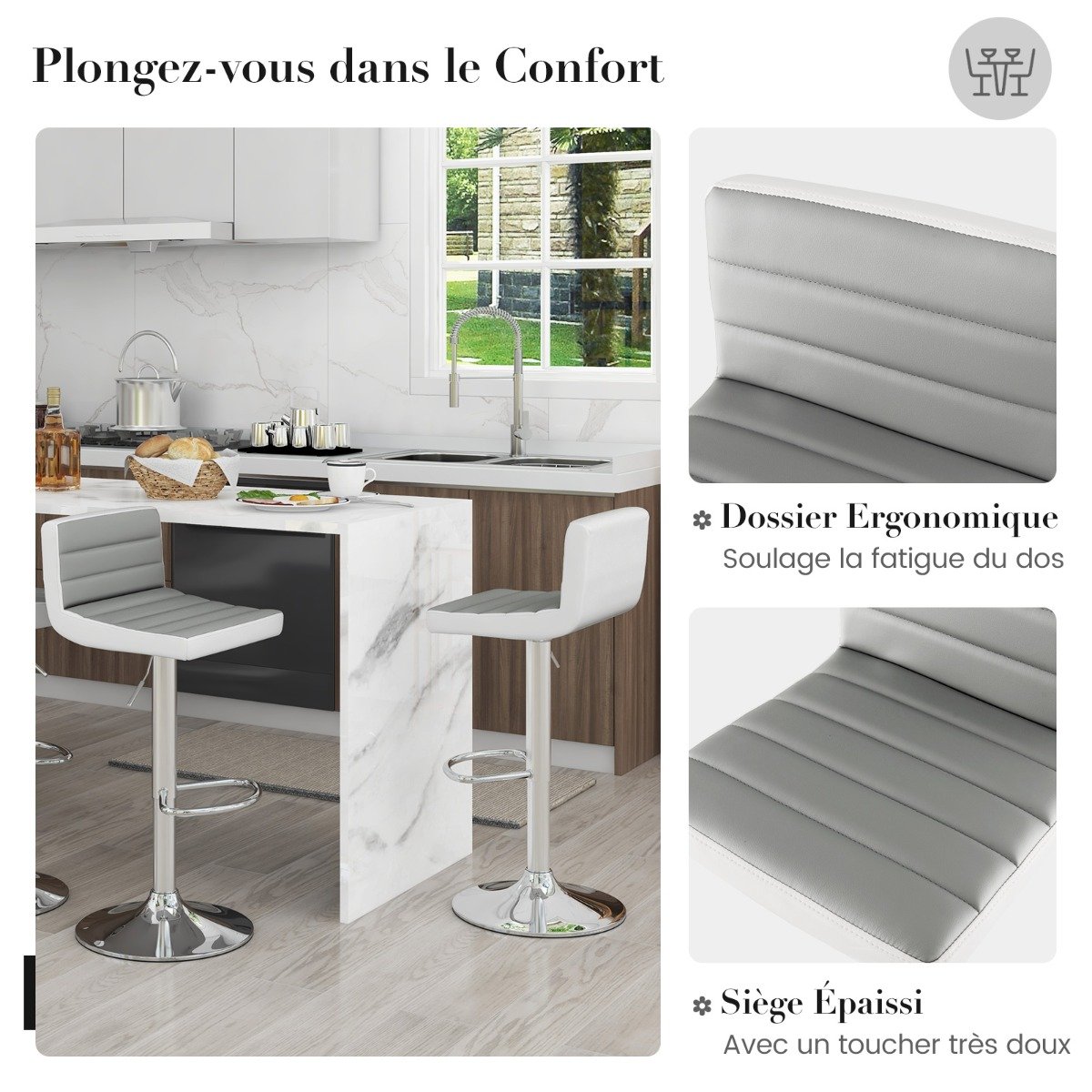 Mesa de console em mármore sintético com apoios ajustáveis para os pés - marrom rústico - Image 2