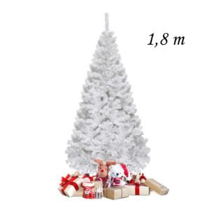 Árvore de Natal artificial de PVC branca de 2,13 m com suporte