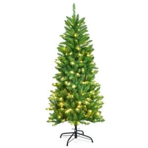 Árvore de Natal artificial estreita com luzes LED de 150 cm
