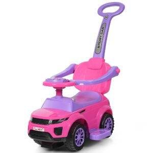 Carrinho de passeio infantil Honey Joy 3 em 1 com carrinho deslizante e música - Rosa