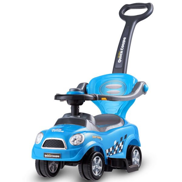 Carrinho Elétrico Infantil 3 em 1 com Alça de Empurrar - Azul