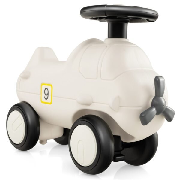 Carrinho de brinquedo infantil em formato de avião, com hélice fofa e volante flexível.