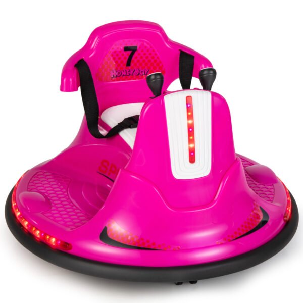 Carrinho de Bate-Bate Infantil 6V com Rotação de 360 ​​Graus, Música e Luzes LED Coloridas - Rosa
