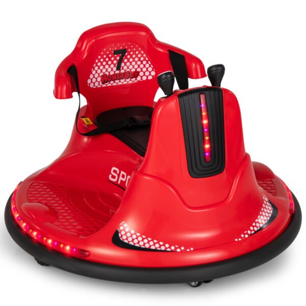 Carrinho de bate-bate infantil 6V com rotação de 360 ​​graus, música e luzes LED coloridas (vermelho).