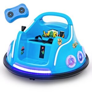 Carrinho de Bate-Bate Infantil 12V com Rotação de 360 ​​Graus, Música, Luzes e Controle Remoto - Azul